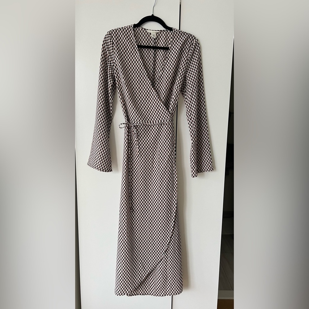 Midi Wrap-Dress white/brown/black